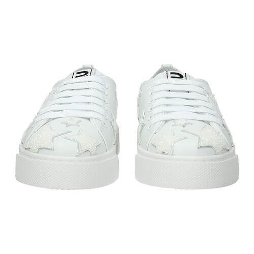 ミュウミュウ スニーカー コピーレザースニーカーシルバーラミネートレザーとグリッター星