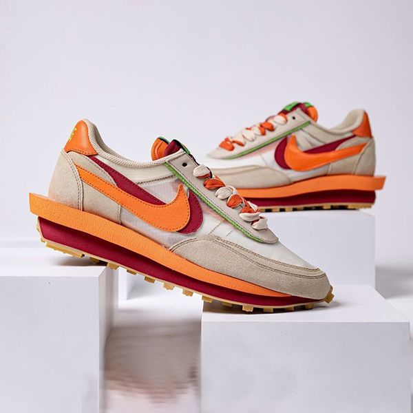 人気限定コラボ♪クロット x サカイ x ナイキ LD ワッフル 偽物 オレンジ ブレイズ DH1347-100