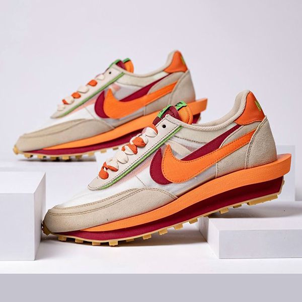 人気限定コラボ♪クロット x サカイ x ナイキ LD ワッフル 偽物 オレンジ ブレイズ DH1347-100