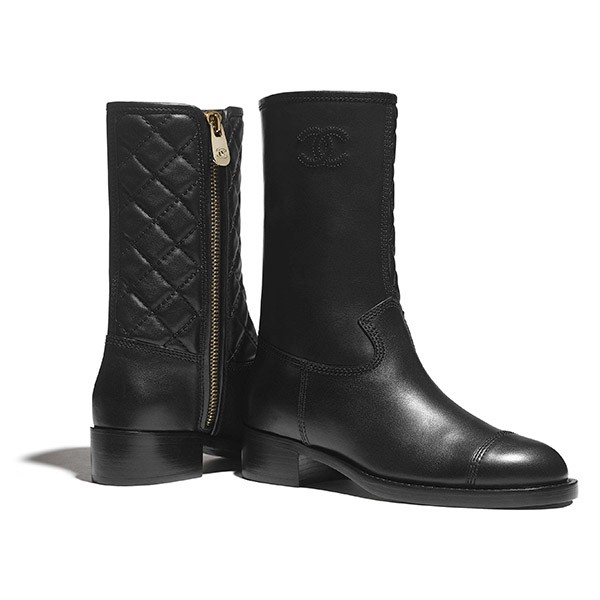 *大人気*シャネル新作 カーフスキン ミドルブーツ 偽物 BLACK☆2色