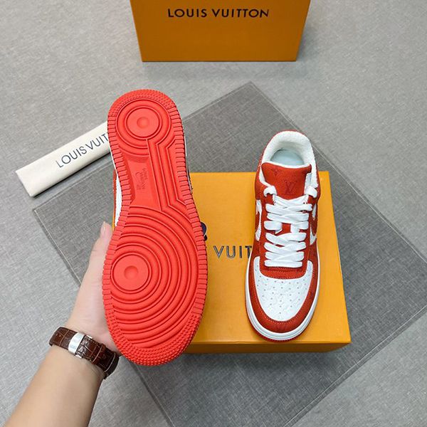 ルイヴィトン ナイキ モノグラム エアフォース1 コピー コラボスニーカー レッドxホワイト