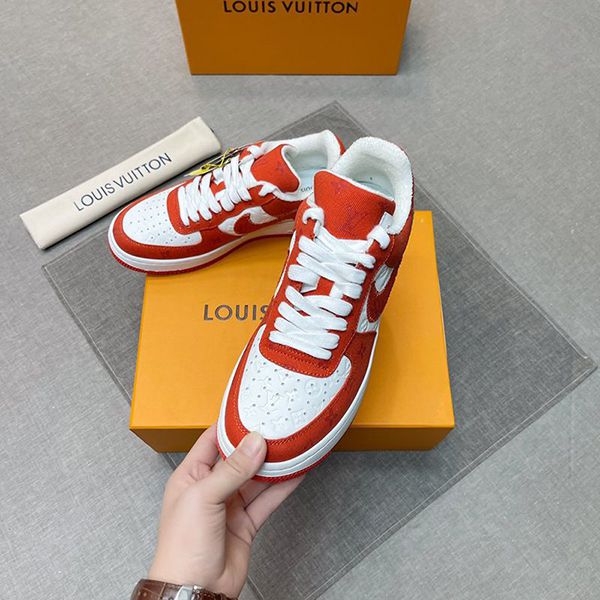 ルイヴィトン ナイキ モノグラム エアフォース1 コピー コラボスニーカー レッドxホワイト