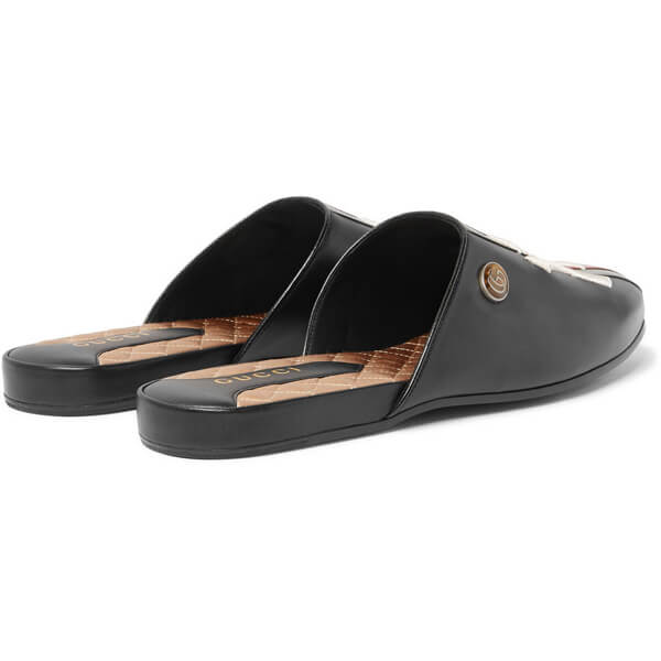 グッチ★ニューヨーク・ヤンキース 刺繍 ストライプレザー スリッポン