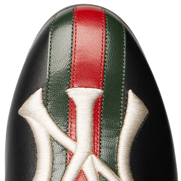 グッチ★ニューヨーク・ヤンキース 刺繍 ストライプレザー スリッポン