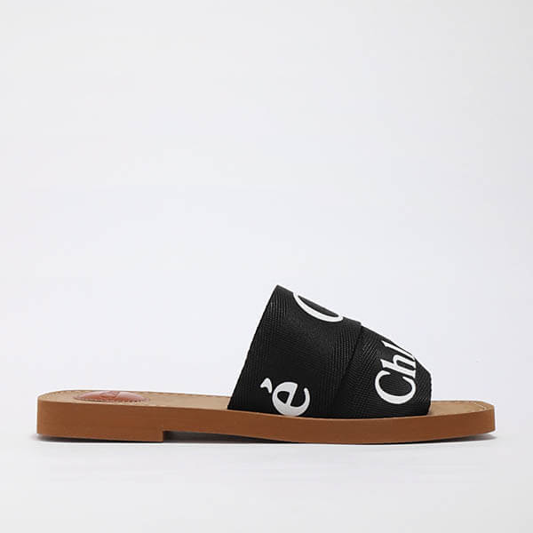 クロエ ウッディ キャンバス WOODY フラットミュール 偽物 CHC19U18808101