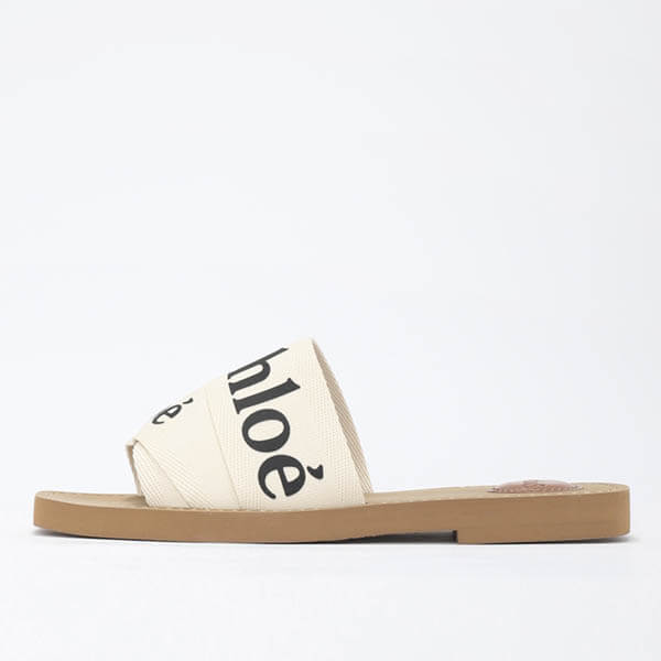 クロエ ウッディ キャンバス WOODY フラットミュール 偽物 CHC19U18808101