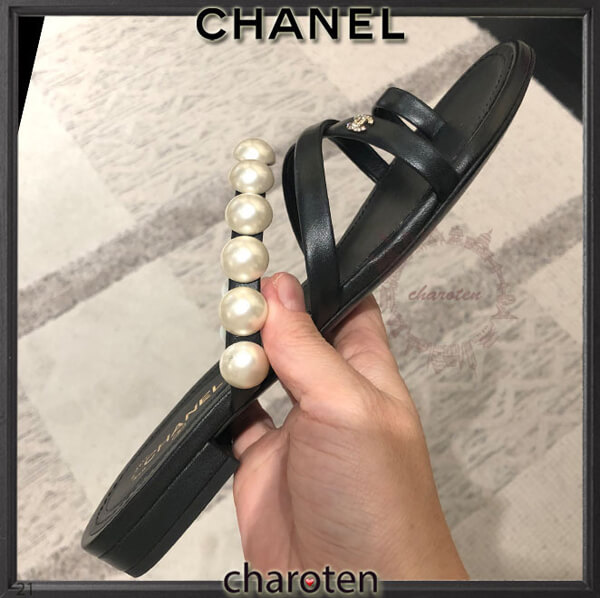 新作☆ シャネル 可愛い サンダル コスチュームパール