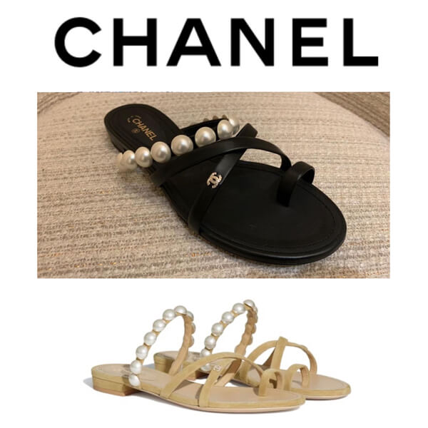 新作☆ シャネル 可愛い サンダル コスチュームパール