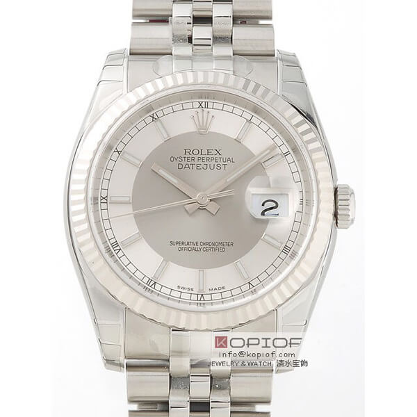 ロレックス デイトジャスト メンズ スーパーコピー116234 ジュビリーブレス シルバー/グレー