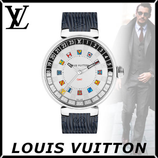 ルイヴィトン時計 TAMBOUR MOON DUAL TIME SILVER 44 コピー QA096Z