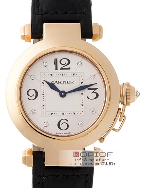 カルティエ パシャ スーパーコピーw11913G 32mm PG 8Pダイヤ 皮 シルバー