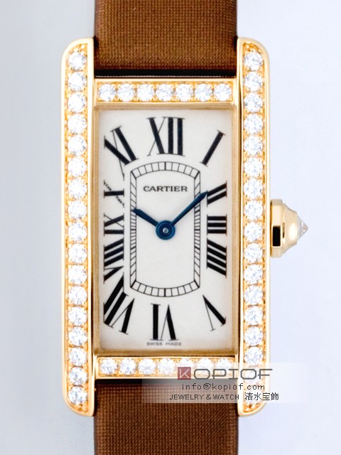 カルティエ タンクアメリカン スーパーコピーWB707231 YG SM ケースダイヤ トワルストラップ ホワイト