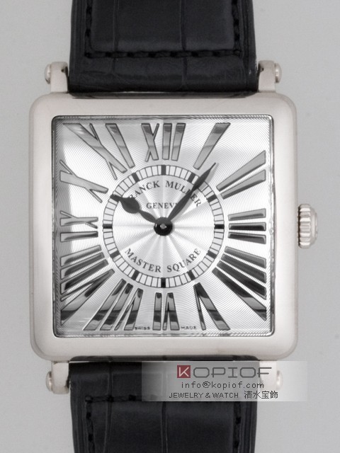 フランクミュラー マスタースクエア スーパーコピー6002MQ OG RELIEF OG(WG) 黒皮 シルバー