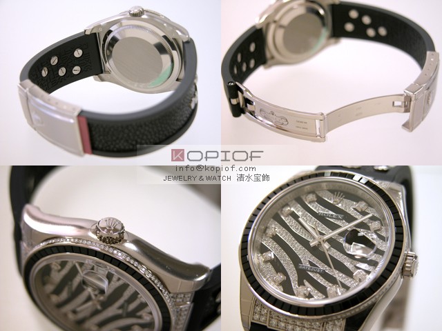 ロレックス デイトジャスト メンズ スーパーコピー116199SANR ゼブラ ダイヤ入りガルーシャ