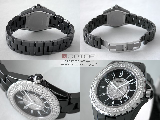 シャネルJ12 スーパーコピーH1709 38mm ブラックセラミックブレス ベゼル文字盤センターダイヤ ブラック/センターダイヤ