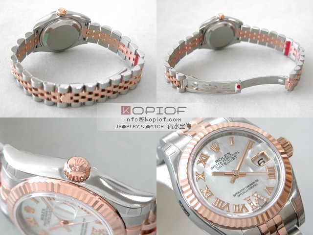 ロレックス デイトジャスト レディース スーパーコピー179171NR ホワイトシェルローマ(VIダイヤ)