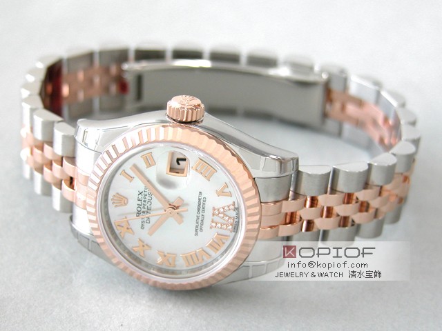ロレックス デイトジャスト レディース スーパーコピー179171NR ホワイトシェルローマ(VIダイヤ)