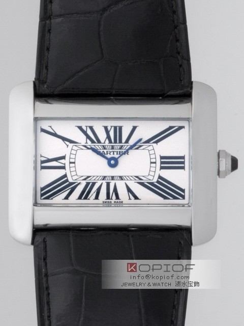 カルティエ タンクディヴァン スーパーコピーW6300655 SS 黒皮 クォーツ シルバー