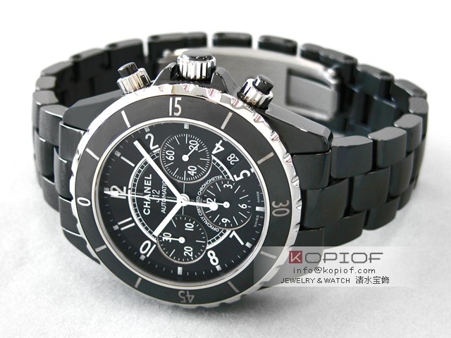 シャネルJ12 スーパーコピーH0940 41mm クロノグラフ ブラックセラミックブレス ブラック