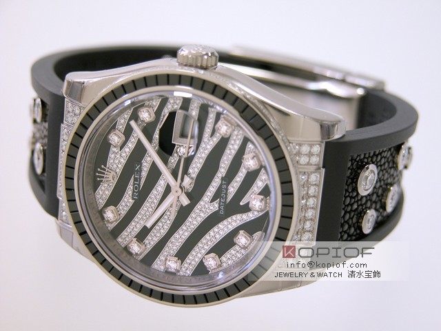 ロレックス デイトジャスト メンズ スーパーコピー116199SANR ゼブラ ダイヤ入りガルーシャ