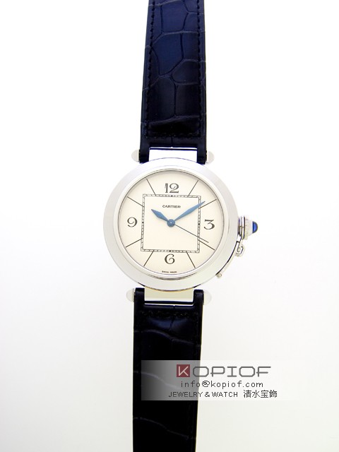 カルティエ パシャ スーパーコピーW3107255 42mm SS ブラック皮 ホワイト