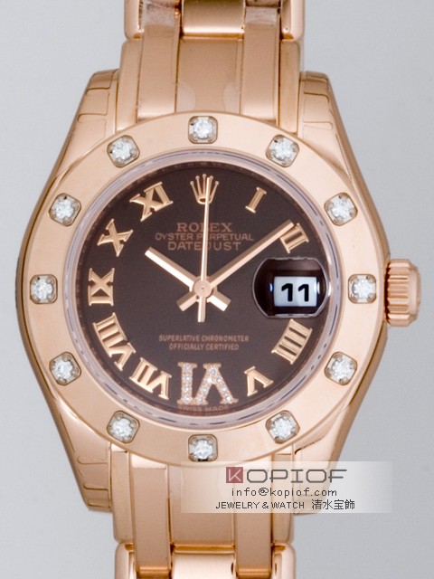 ロレックス デイトジャスト レディース スーパーコピー80315 ブラウンローマ(VIダイヤ)