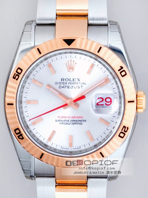 ロレックス デイトジャスト メンズ スーパーコピー116261 ターノグラフ オイスターブレス シルバー
