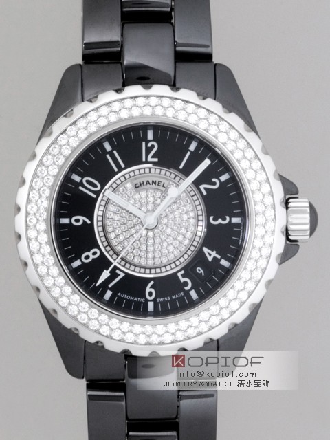 シャネルJ12 スーパーコピーH1709 38mm ブラックセラミックブレス ベゼル文字盤センターダイヤ ブラック/センターダイヤ