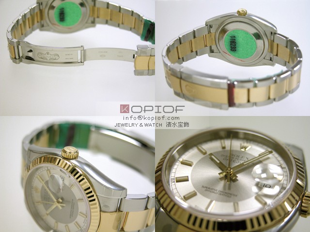 ロレックス デイトジャスト メンズ スーパーコピー116233 オイスターブレス シルバー/グレー