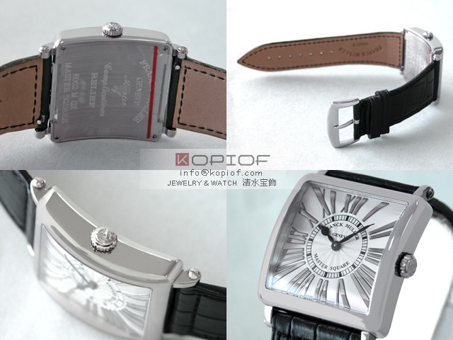 フランクミュラー マスタースクエア スーパーコピー6002MQ OG RELIEF OG(WG) 黒皮 シルバー