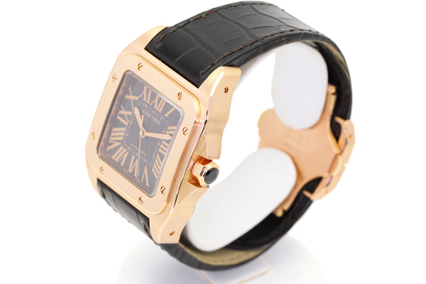 カルティエ サントス100 スーパーコピー2007年限定 W20127Y1 PG 茶皮 ブラウン